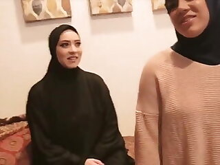 Muslim Arab women having gang bang with big black cocks